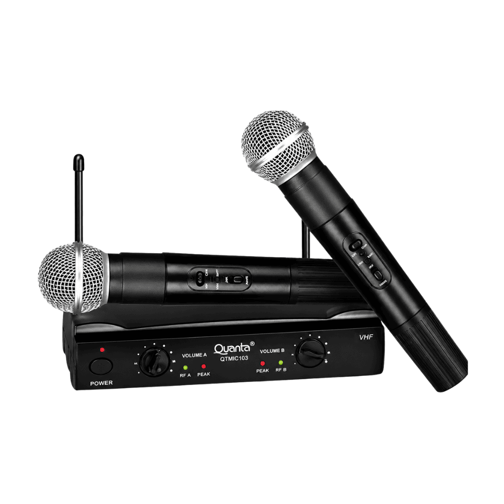 Micrófono Wireless Quanta QTMIC103 con 2 Micrófonos Bivolt